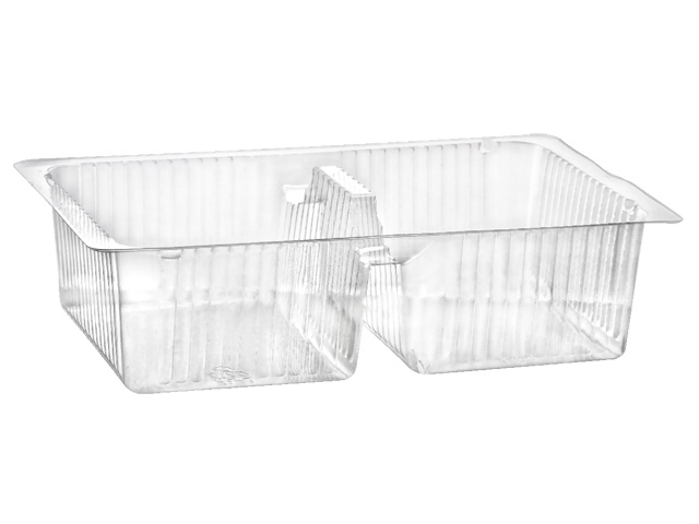 Two Cell Clear Tray Container Packaging. DCP